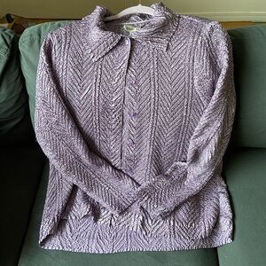 Purple Textured Button-Up Shirt